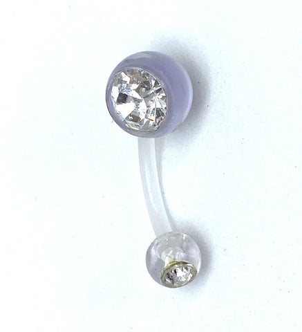 Piercing Nombril en Flex Transparent avec double strass à chaque extrémité PN-444