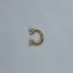 Piercing Oreille en Acier chirurgical ring ouvert à double strass solitaire en 3 tailles Petit en 2 Couleurs Gold PO-439