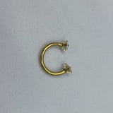 Piercing Oreille en Acier chirurgical ring ouvert à double strass solitaire en 3 tailles Moyen en 2 Couleurs Gold PO-439