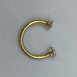 Piercing Oreille en Acier chirurgical ring ouvert à double strass solitaire en 3 tailles Grand en 2 Couleurs Gold PO-439