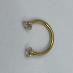 Piercing Oreille en Acier chirurgical ring ouvert à double strass solitaire en 3 tailles Grand en 2 Couleurs Gold PO-439