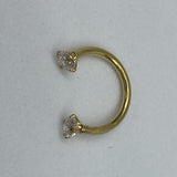 Piercing Oreille en Acier chirurgical ring ouvert à double strass solitaire en 3 tailles Grand en 2 Couleurs Gold PO-439