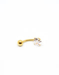 Piercing Nombril en Acier chirurgical Couleur Doré avec strass Forme Coeur PN-017