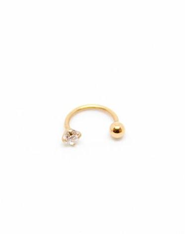 Piercing Oreille  Ring en Acier chirurgical Couleur doré avec strass petite taille PO-038