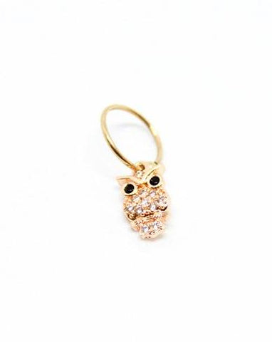 Piercing Oreille Ring en Acier chirurgical Couleur Rose Gold avec motif hibou PO-040