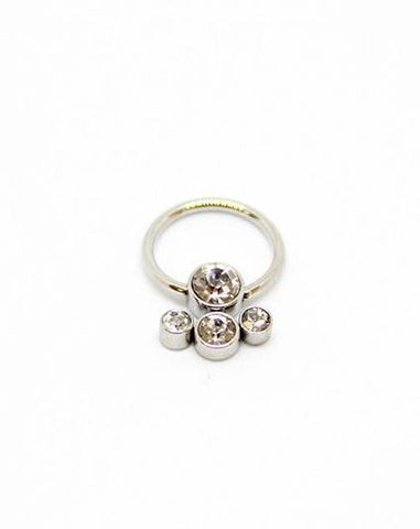 Piercing Oreille ring en Acier chirurgical avec strass Couleur Silver patte de chat petit format   PO-048