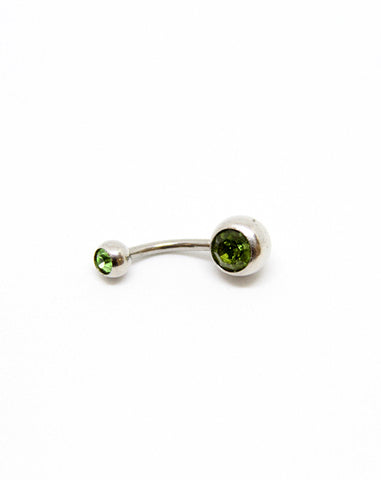 Piercing Nombril en Acier chirurgical Couleur Silver avec strass vert PN-005