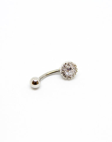 Piercing Nombril en Acier chirurgical Couleur Silver avec strass monté sur couronne de strass PN-014