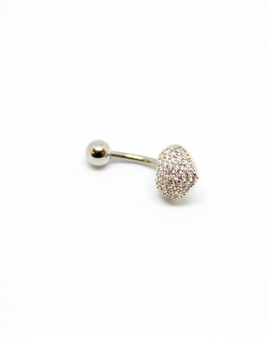 Piercing Nombril en Acier chirurgical Couleur Silver avec strass en bouquet PN-015