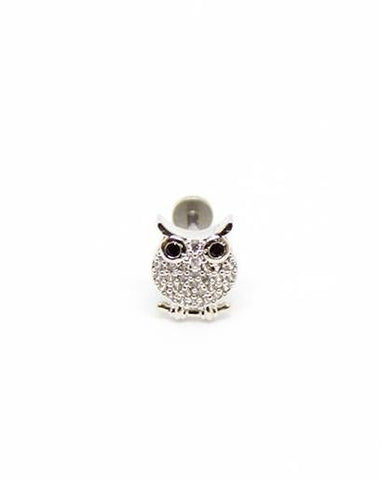 Piercing Oreille en Acier chirurgical avec strass Couleur Silver forme de hibou PO-073