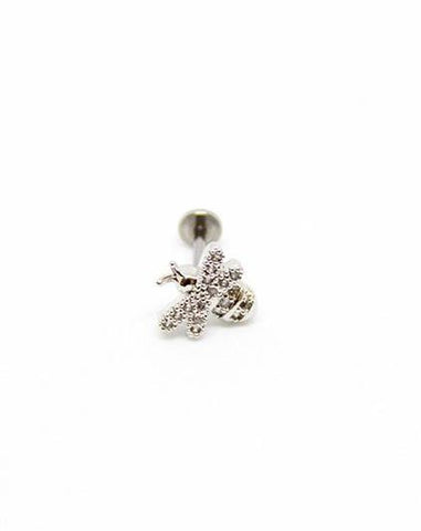 Piercing Oreille en Acier chirurgical avec strass Couleur Silver forme d'abeille PO-076