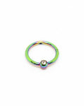 Piercing Oreille en Acier chirurgical couleur Arc en ciel avec strass avec articulation PO-084