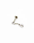 Piercing Oreille en Acier chirurgical avec strass Couleur Silver avec pendule PO-094