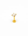 Piercing Oreille en Acier chirurgical avec strass solitaire Couleur Doré PO-124