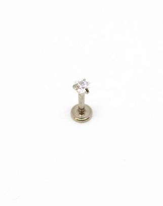 Piercing Oreille en Acier chirurgical avec strass carré Couleur Silver PO-148