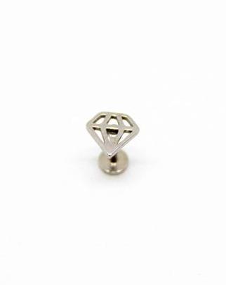 Piercing Oreille en Acier chirurgical symbole de diamant stylisé Couleur Silver PO-149