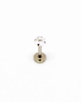 Piercing Oreille en Acier chirurgical  strass solitaire Couleur Silver PO-156 