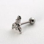 Piercing Oreille en Acier chirurgical strass Couleur Silver tête de taureau PO-167