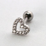 Piercing Oreille en Acier chirurgical strass en bordure coeur Couleur Silver PO-208