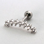 Piercing Oreille en Acier chirurgical 7 strass enfilade Couleur Silver PO-217