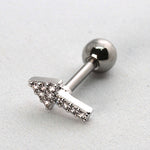 Piercing Oreille en Acier chirurgical strass en flèche Couleur Silver PO-229