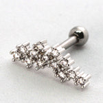 Piercing Oreille en Acier chirurgical strass en cohorte Couleur Silver PO-233