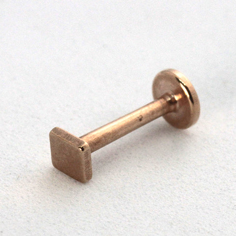 Piercing Oreille en Acier chirurgical carré doux Couleur Rosé PO-267