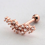 Piercing Oreille en Acier chirurgical strass en cohorte Couleur Rosé PO-277