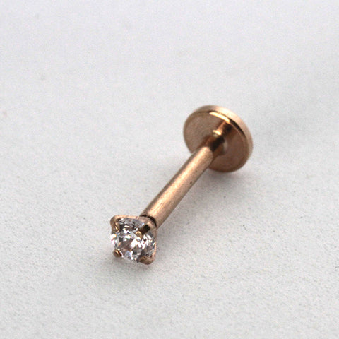 Piercing Oreille en Acier chirurgical strass en solitaire Couleur Rosé PO-288