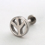 Piercing Oreille en Acier chirurgical symbole Peace and Love Woodstock burning man california Couleur Silver PO-295