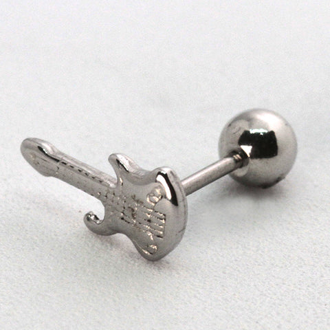 Piercing Oreille en Acier chirurgical guitare hard rock électrique accoustique band Couleur Silver PO-296