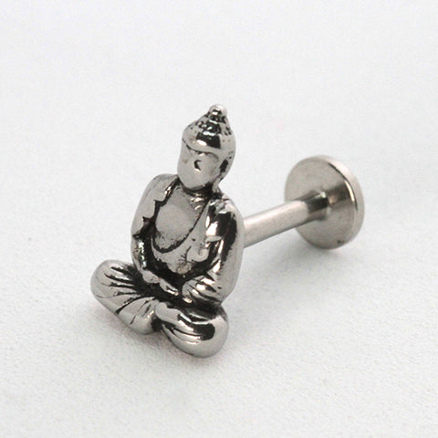 Piercing Oreille en Acier Buddha stylisé en relief siddhartha gautama Inde zen bouddha bouddhiste buddhist hindu Bamiam hindouisme hindou cool Tibet Asia dalaï lama monk moine temple Buddha Bar  Couleur Silver PO-318